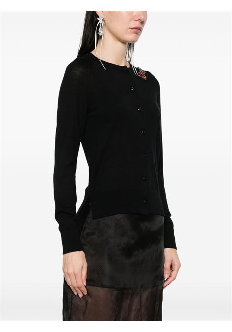 Black flower-embellished cardigan Simone Rocha - women SIMONE ROCHA | KMK13TB0647BLK